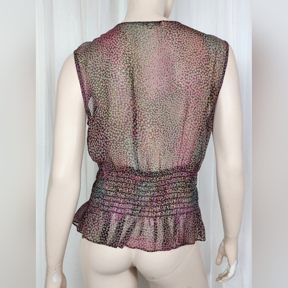 Nanette Lapore sheer ruffled floral tank top 12 - Picture 6 of 7